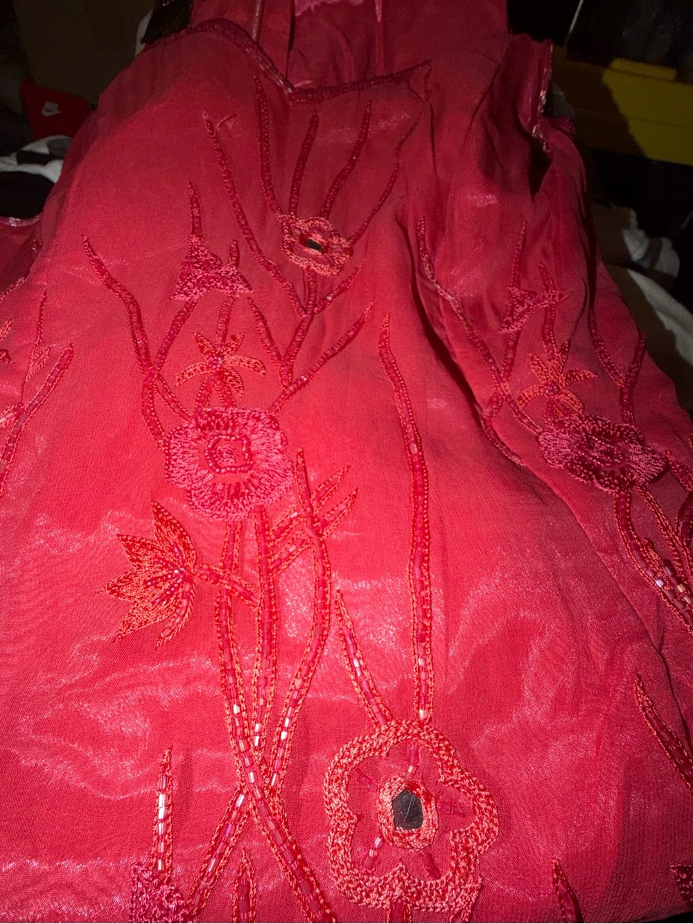 Chaudry Red Spaghetti-Strap Lace Mini Dress - Picture 10 of 13